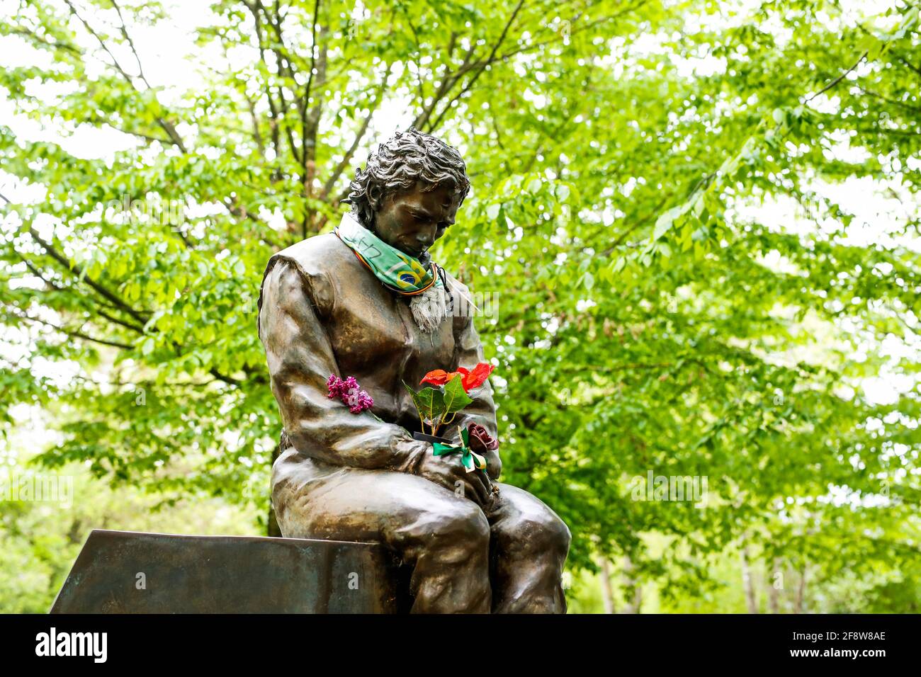 Imola Italy May 17 2020 The Monument In Memory Of Ayrton Senna Located Near The Tamburello