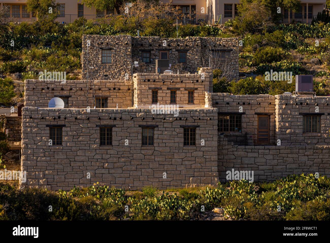 National Park Service structures built in park rustic style by the CCC in the early 1940s in Carlsbad Caverns National Park, New Mexico, USA Stock Photo