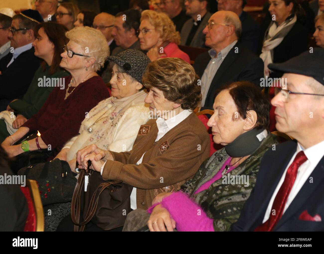 Cracow. Krakow. Poland. Kupa synagogue. Chanukah, the jewish festival of lights ceremony with the members of local jewish community and special guests Stock Photo