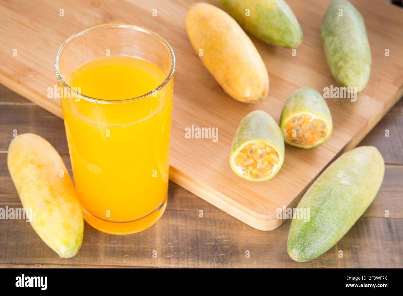 Curuba tropical fruit - Passiflora tripartite Stock Photo