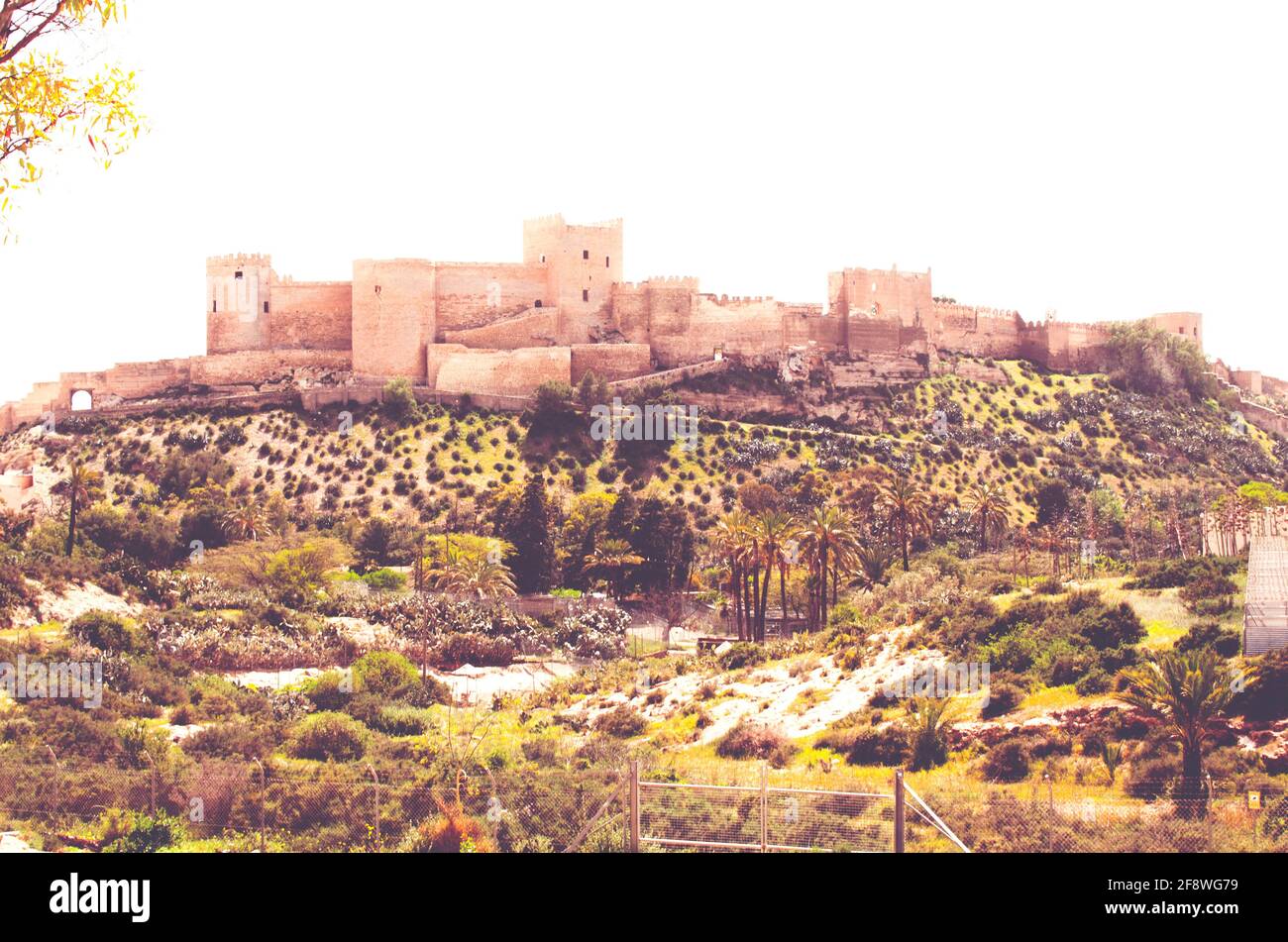 The citadel, castle and walls of Cerro de San Cristóbal in the Spanish city of Almería is one of the most important Andalusian monumental and archaeol Stock Photo
