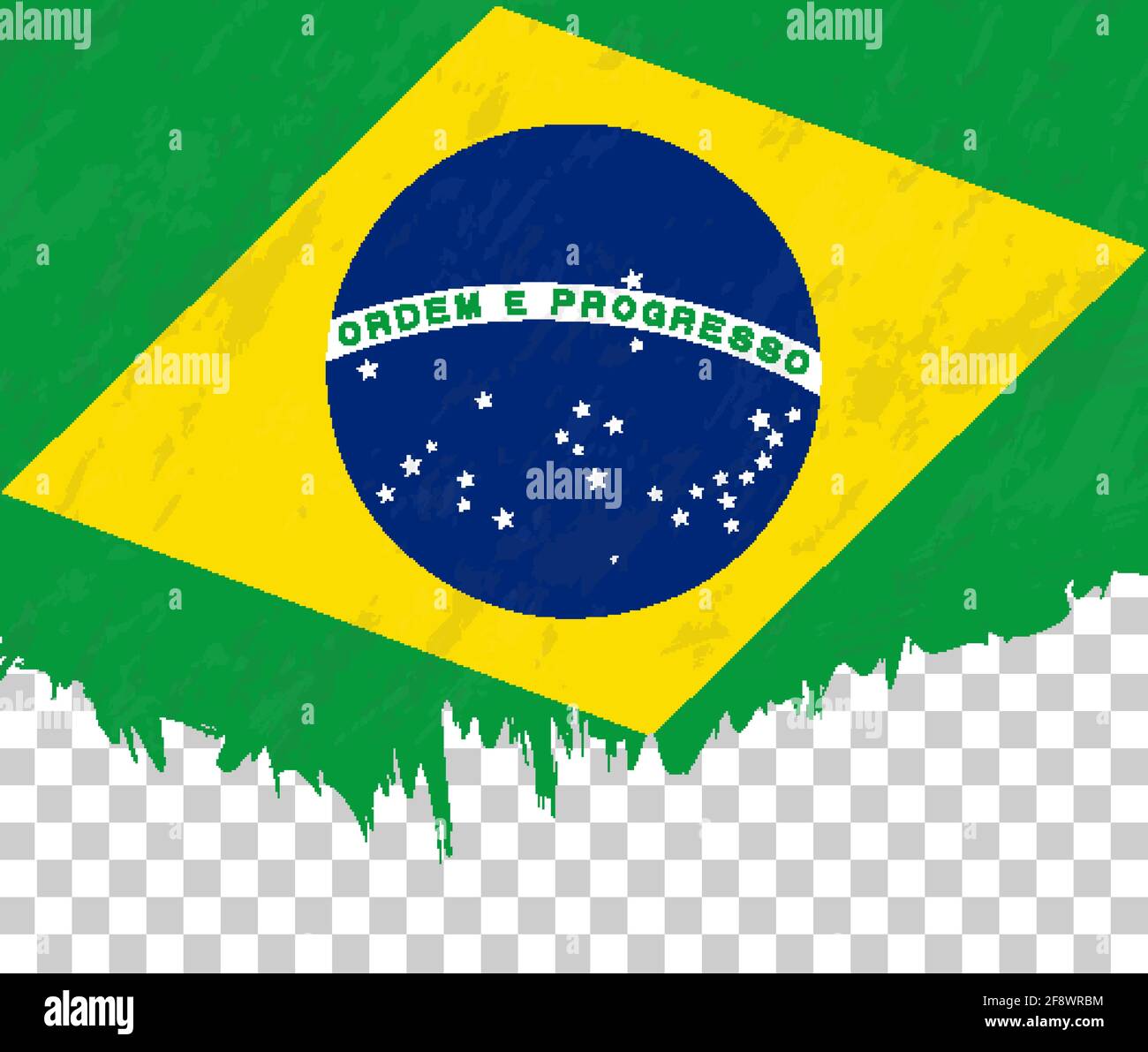Grungestyle flag of Brazil on a transparent background. Vector