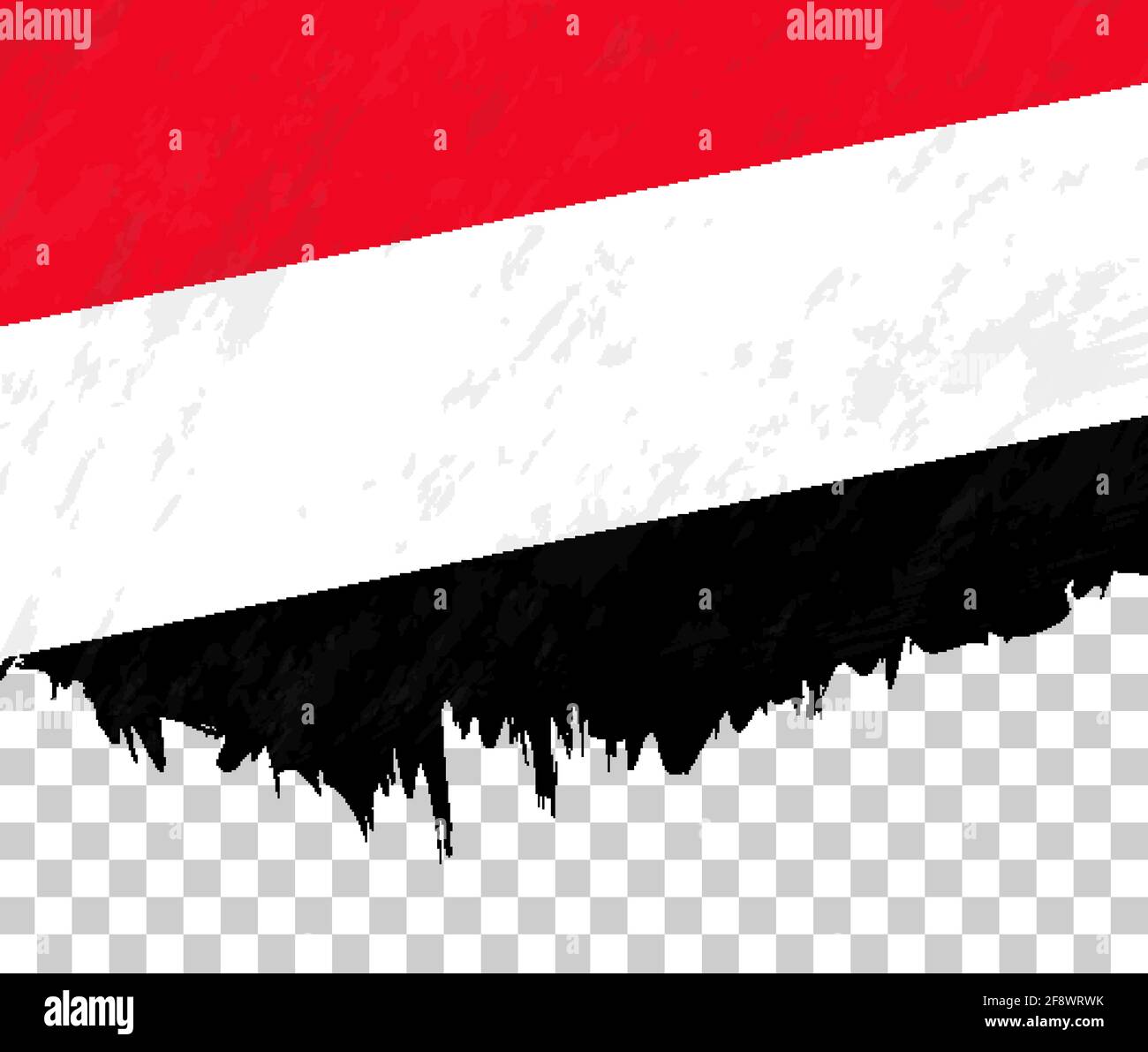 Grungestyle flag of Yemen on a transparent background. Vector textured