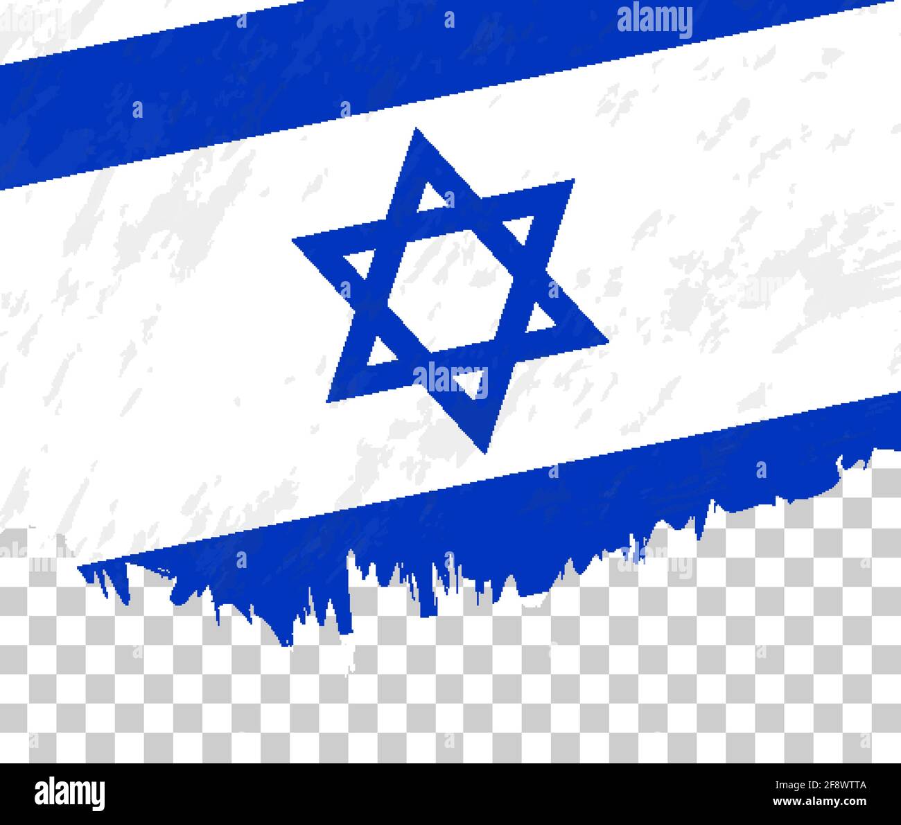 Grunge-style flag of Israel on a transparent background. Vector