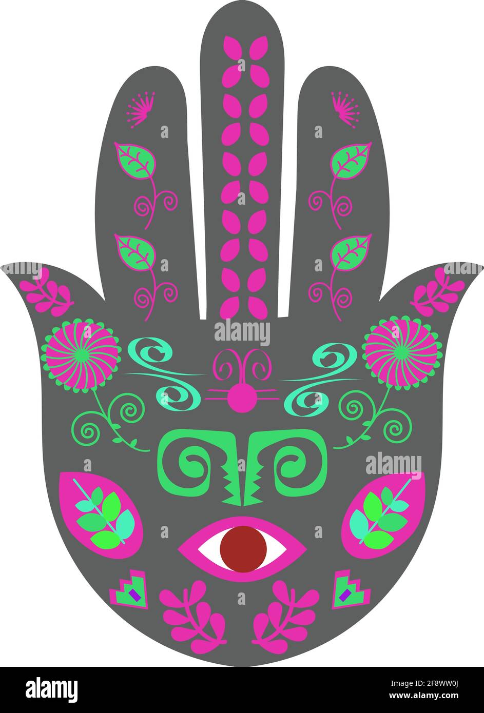 Hamsa hand art, evil eye protection, arabic amulet image Stock Photo