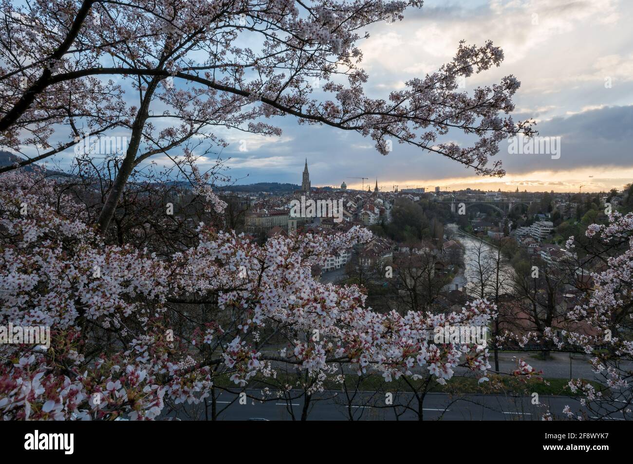 oldtown of Bern on a spring sunset Stock Photo