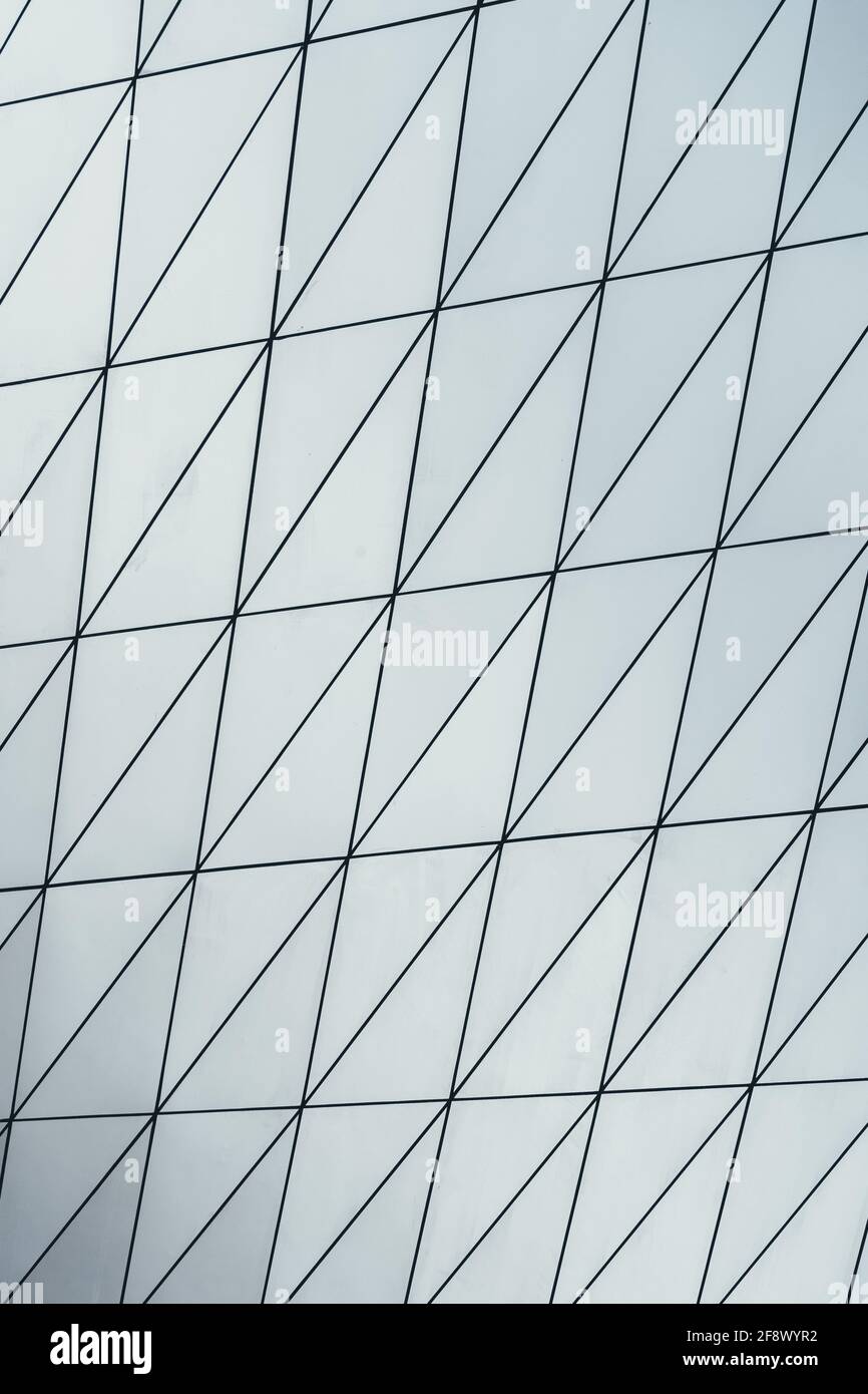 Modern designed, silver colored metal wall background Stock Photo