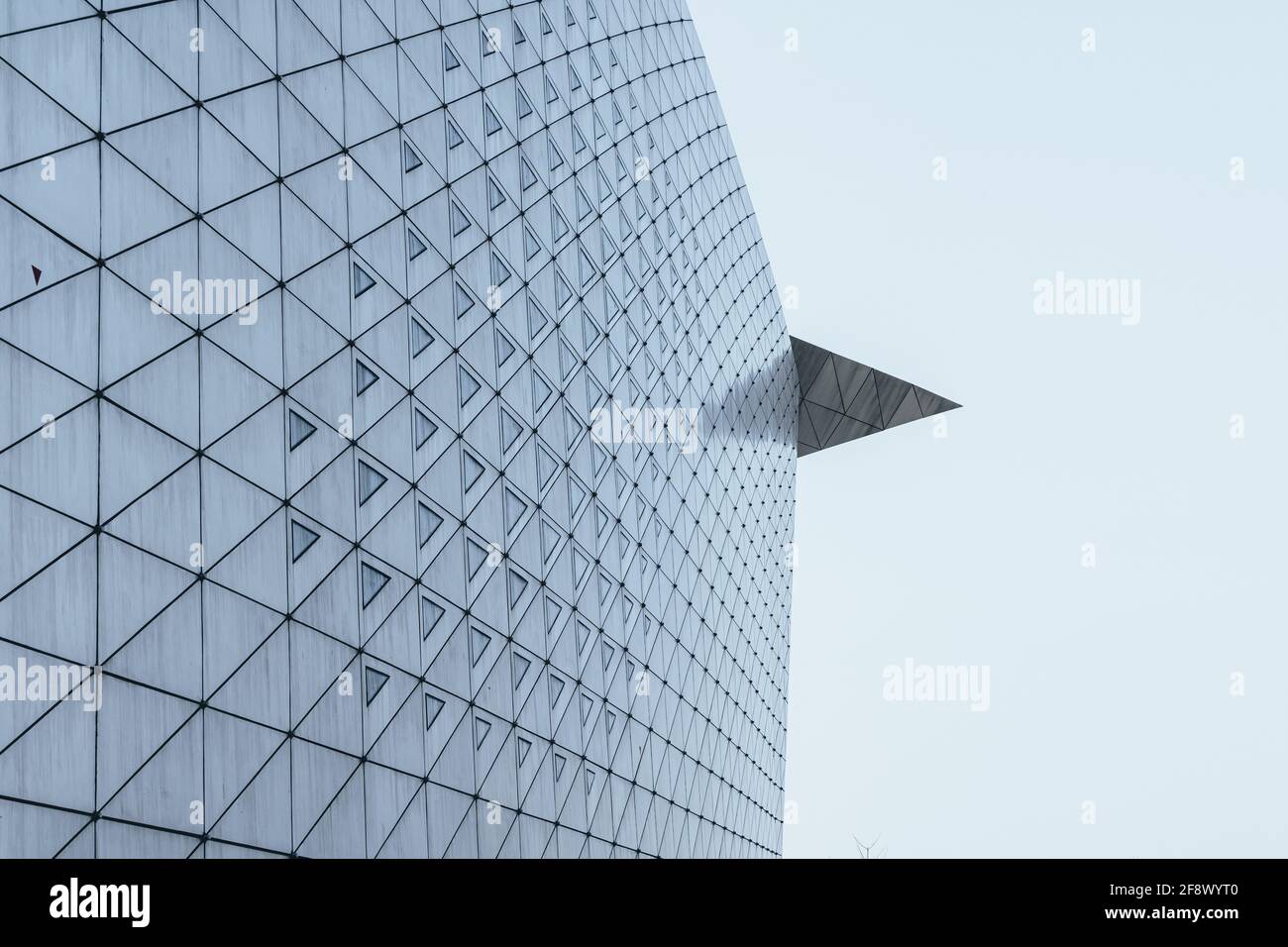 Modern designed, silver colored metal wall background Stock Photo