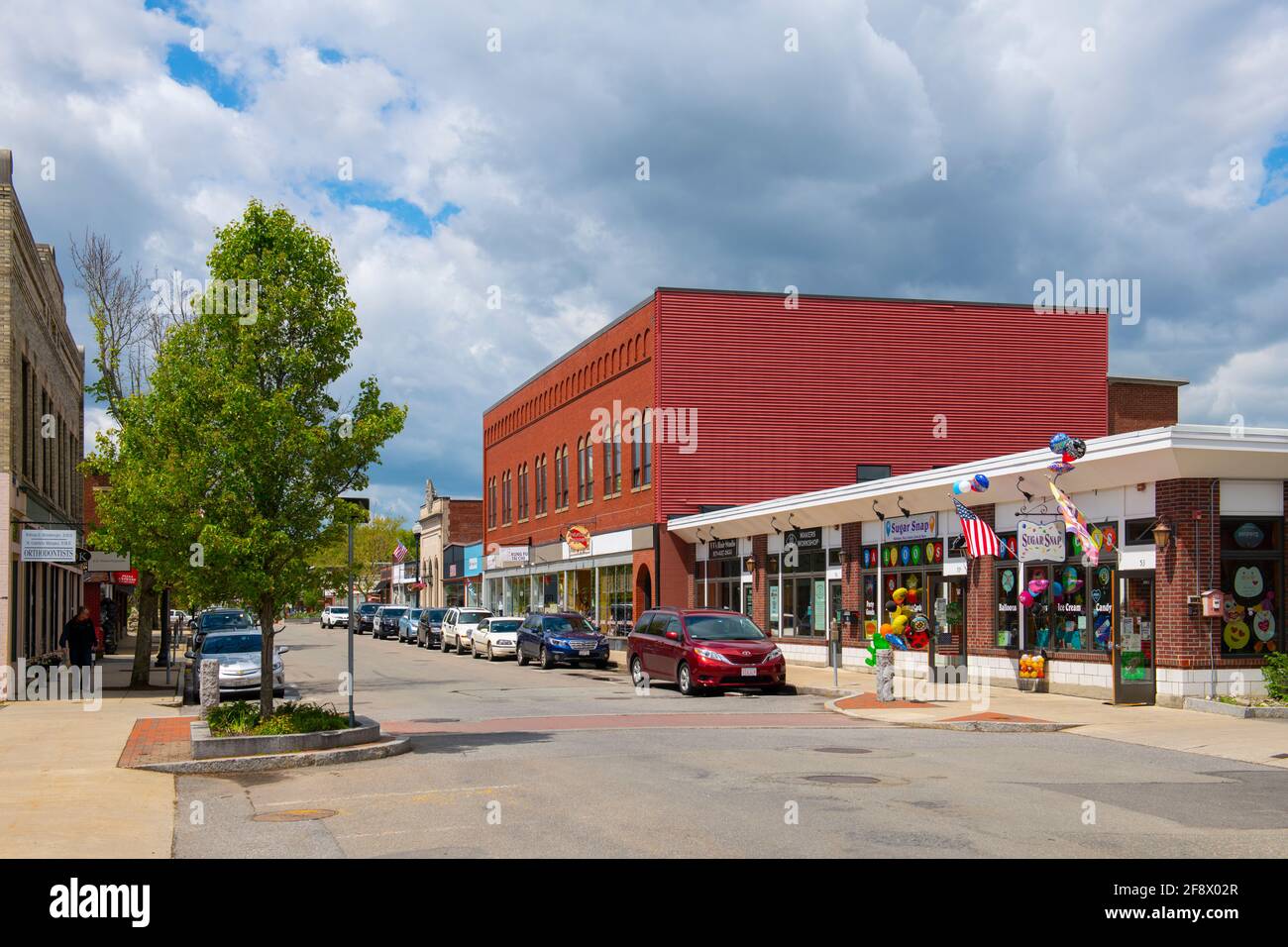 Historic commercial buildings on Main Street in Maynard historic town