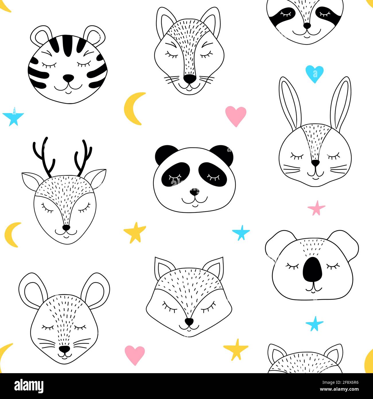 pattern with sleepng animals Stock Vector
