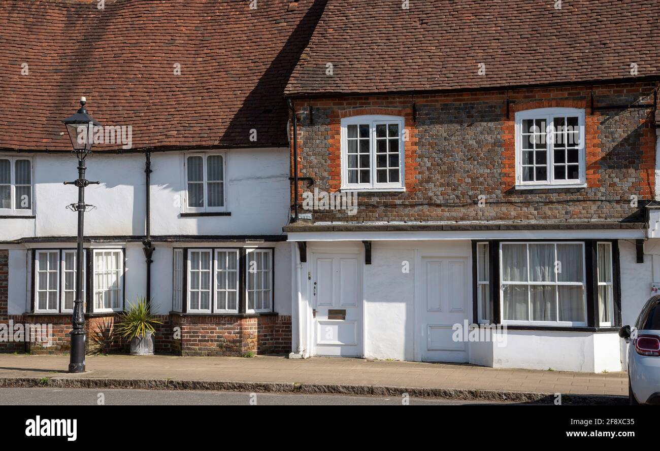 Wickham, Hampshire, England, UK. 2021. The Square  and some of the old houses in the historic village of Wickham, Hampshire, UK Stock Photo