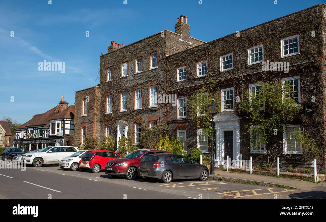 Wickham, Hampshire, England, UK. 2021. The Square  and the Old House Hotel in the historic village of Wickham, Hampshire, UK Stock Photo