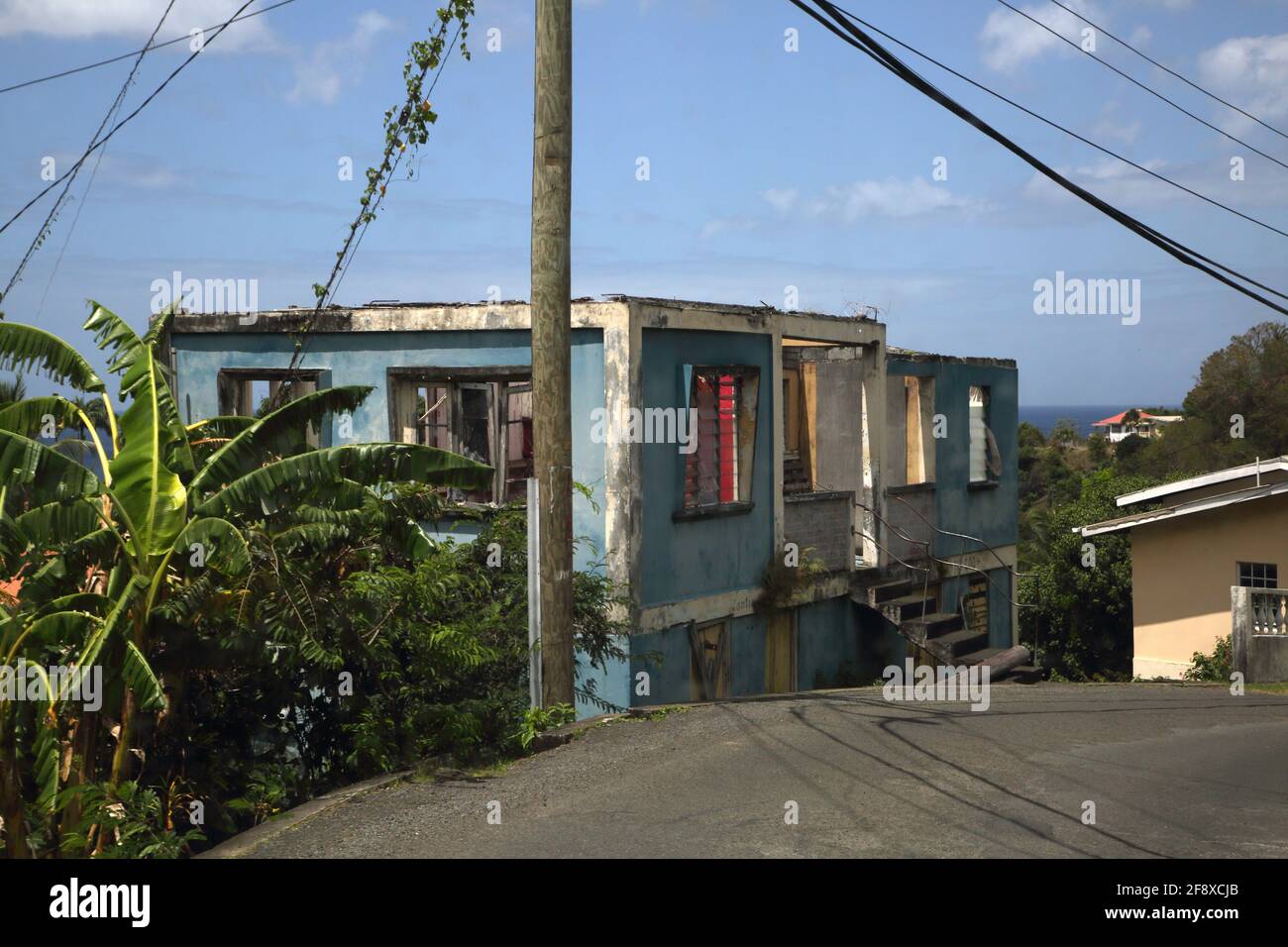 Near Dougaldston Estate  Grenada Workers Houses Stock Photo