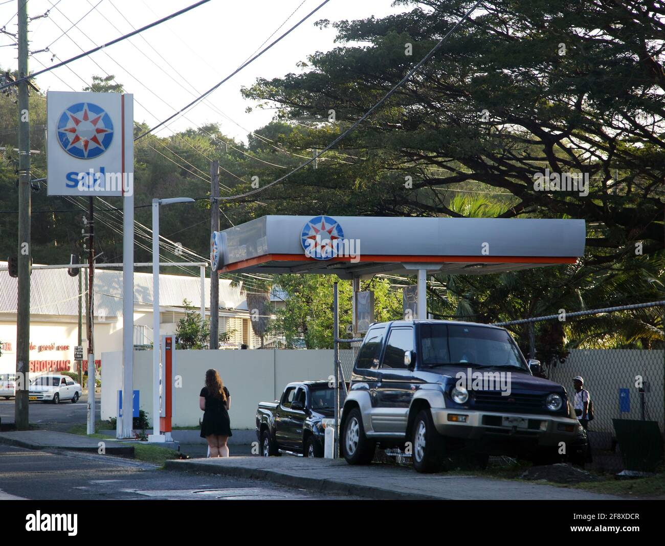 St Grenada Sol Petrol Station Stock Photo Alamy