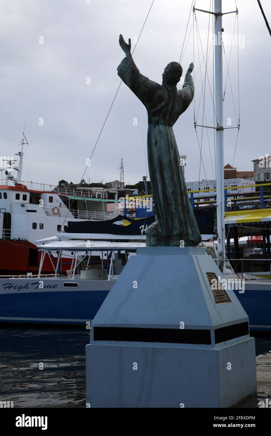 St George's Grenada The Carenage Statue of Jesus Christ Given to the People of Grenada by people of Genoa in Italy and Costa Line Owners of the Italia Stock Photo