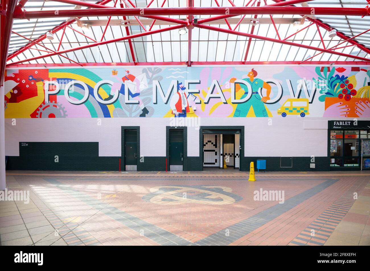 Pool Meadow bus depot, Coventry, UK. The interior of the bus station