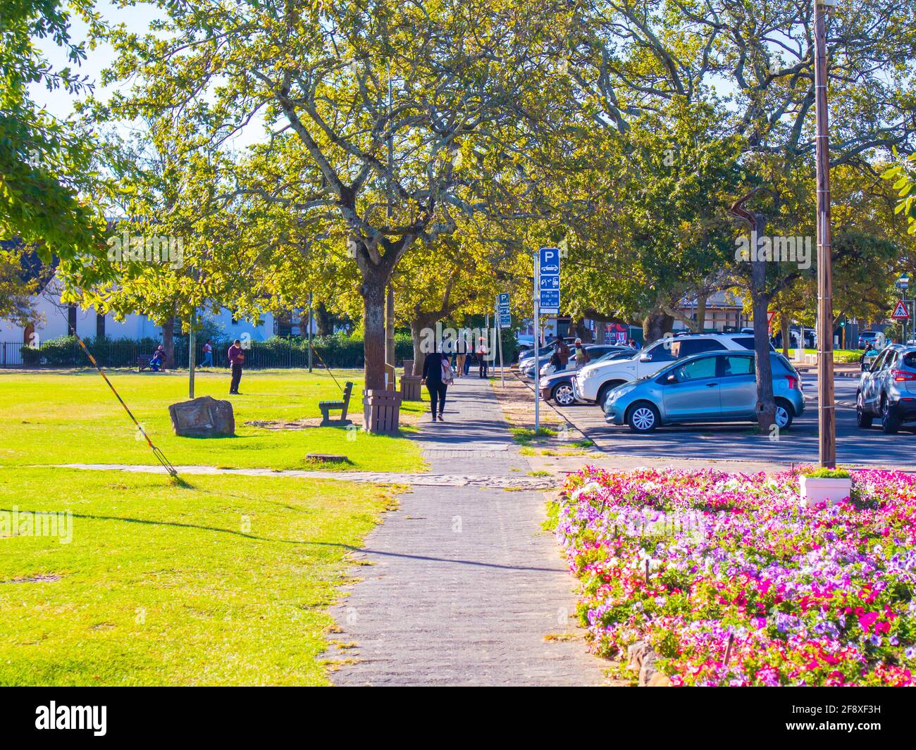Stellenbosch, Cape Town, South Africa 08042021 Flower beds in