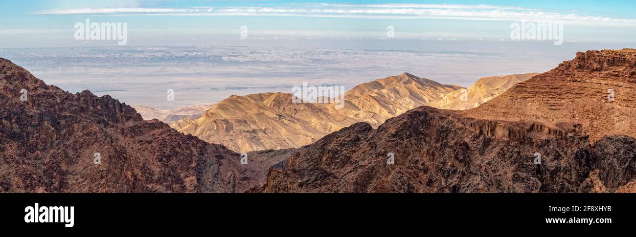 Mountains and valley, Monastery, Petra, Jordan Stock Photo