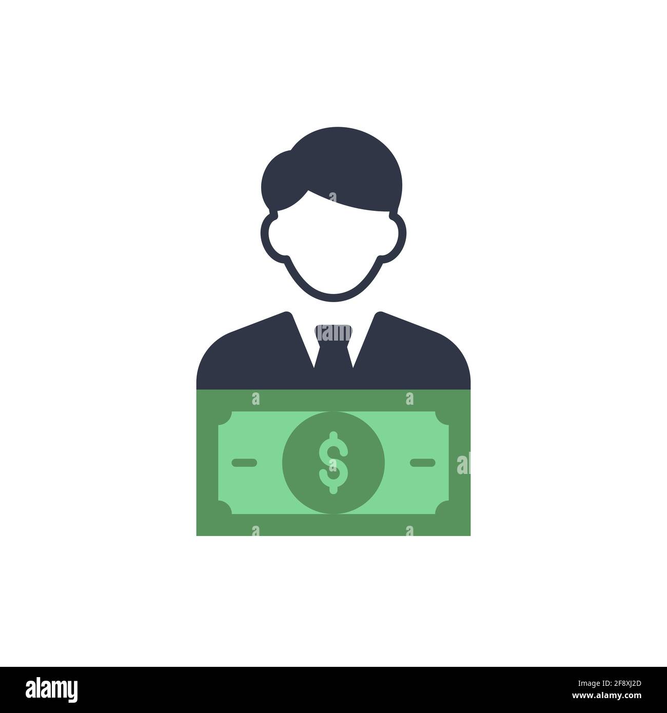 Financial Manager. Money management icon with research sign, explore, find, inspect symbol Stock Vector