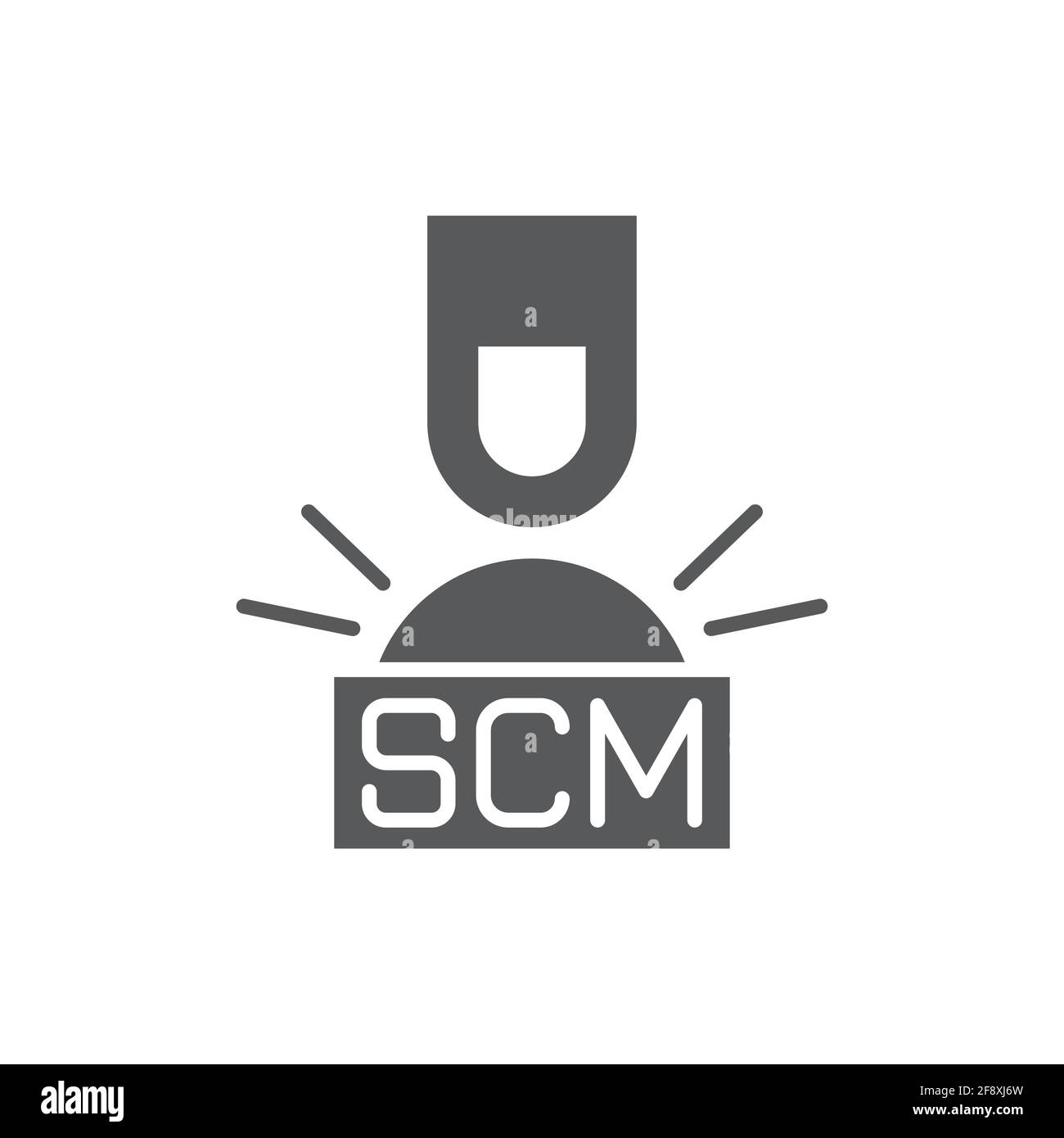 Hand presses the button with text SCM Vector illustration Stock Vector