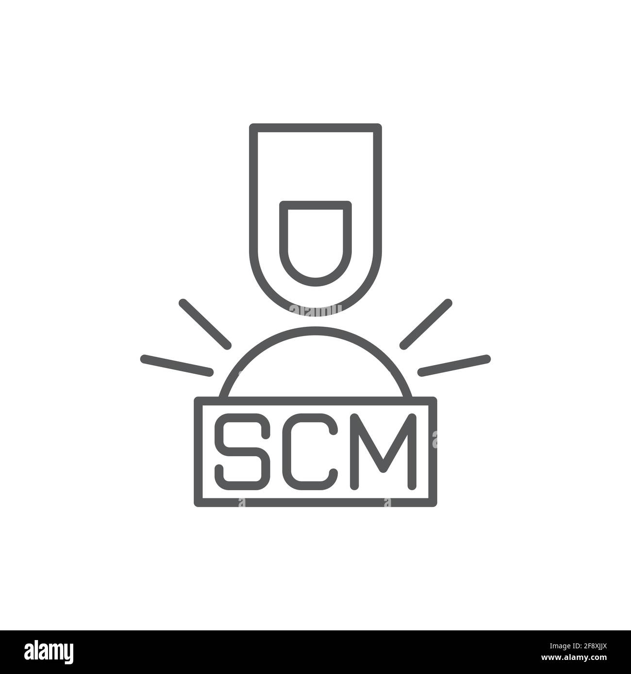 Hand presses the button with text SCM Vector illustration Stock Vector