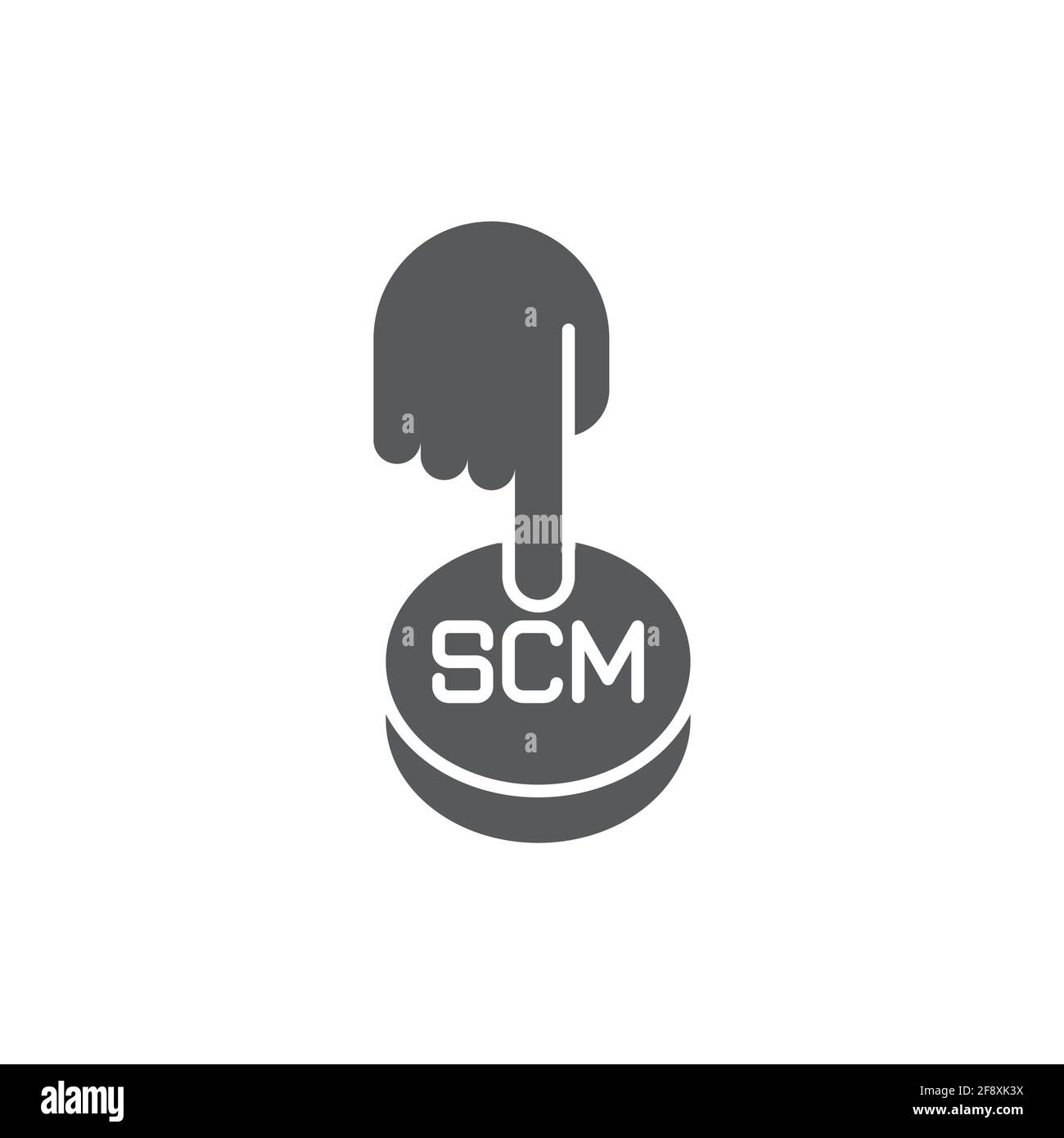 Hand presses the button with text SCM Vector illustration Stock Vector