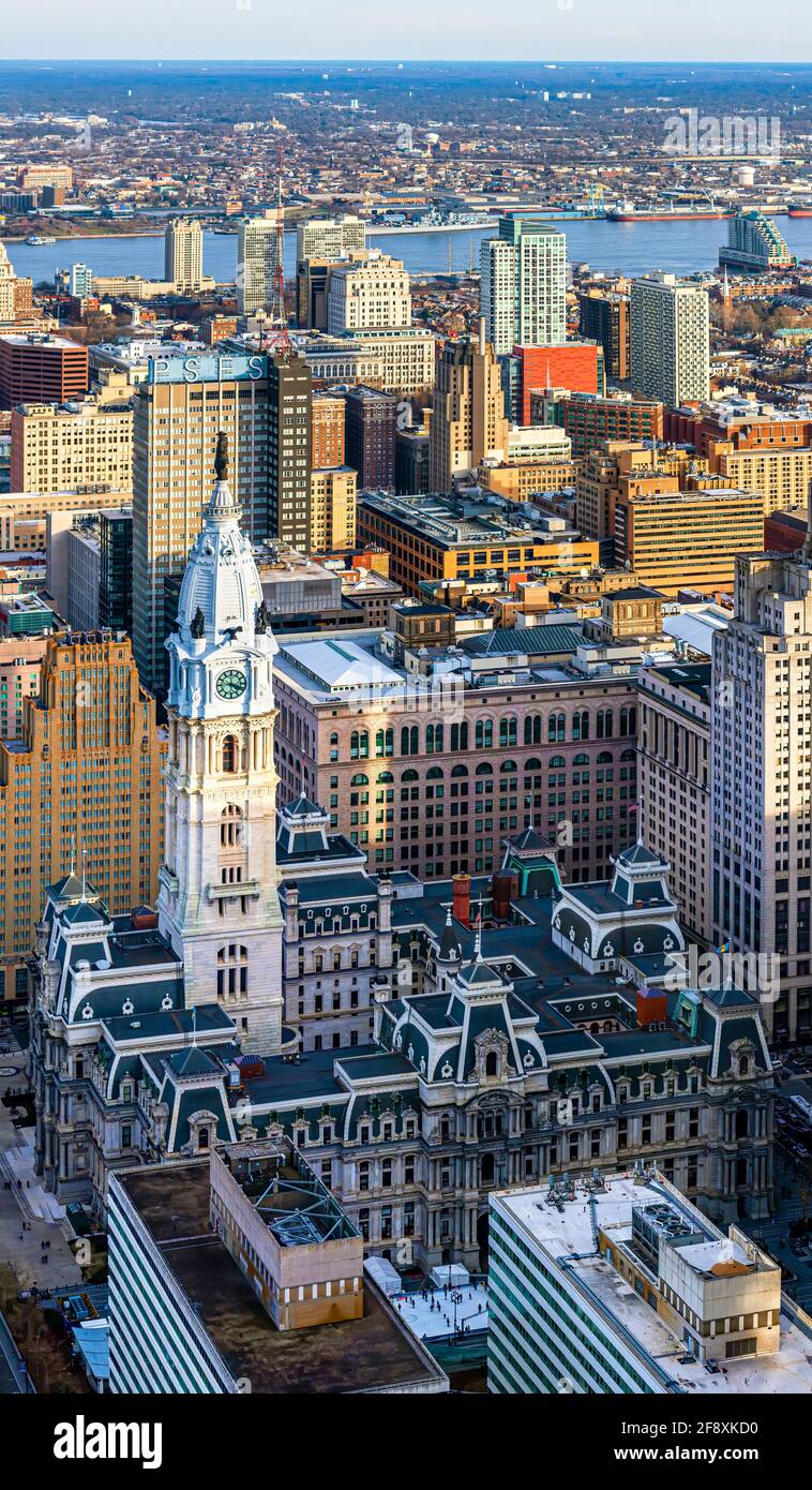 High Angle view of new building, Philadelphia, Pennsylvania, USA Stock Photo