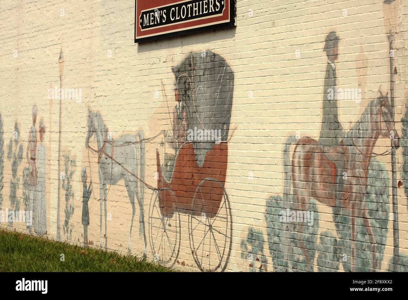 Virginia, USA. Mural in a small town depicting scenes from the old times. Stock Photo