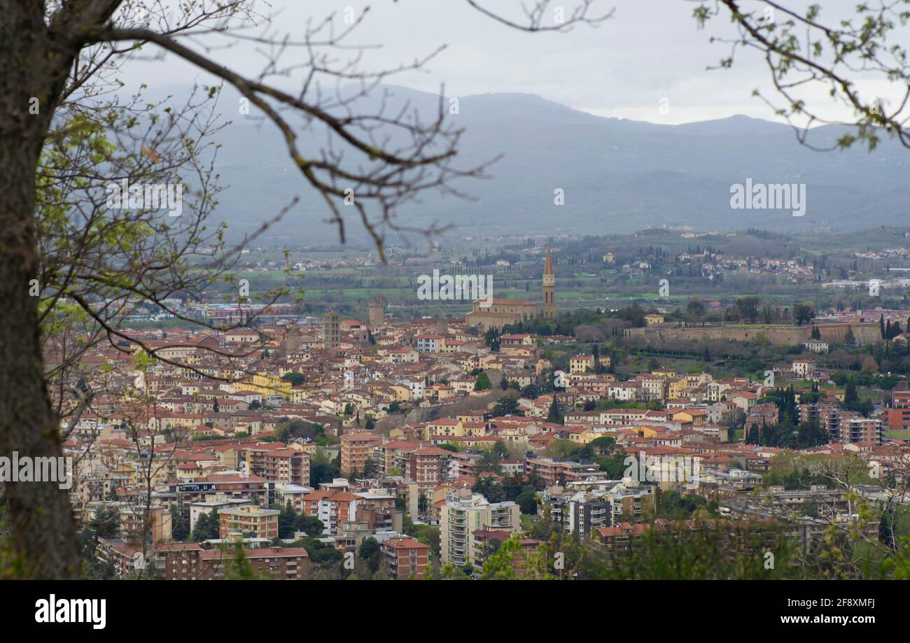 Panorama of Arezzo city on early spring Stock Photo