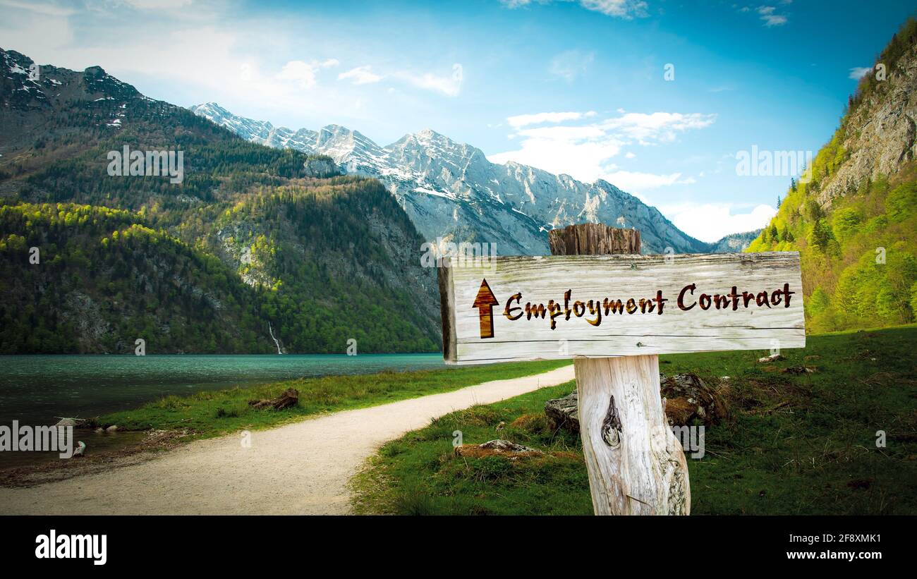 Street Sign the Direction Way to EMPLOYMENT CONTRACT Stock Photo - Alamy