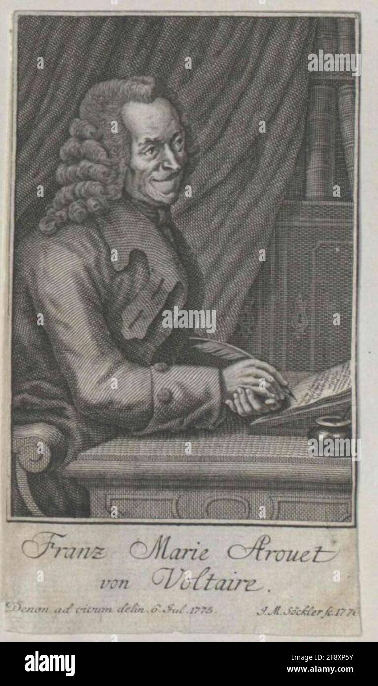 VOLTAIRE, François-Marie Arouet - portrait of Voltaire - drawing. French writer, philosopher
