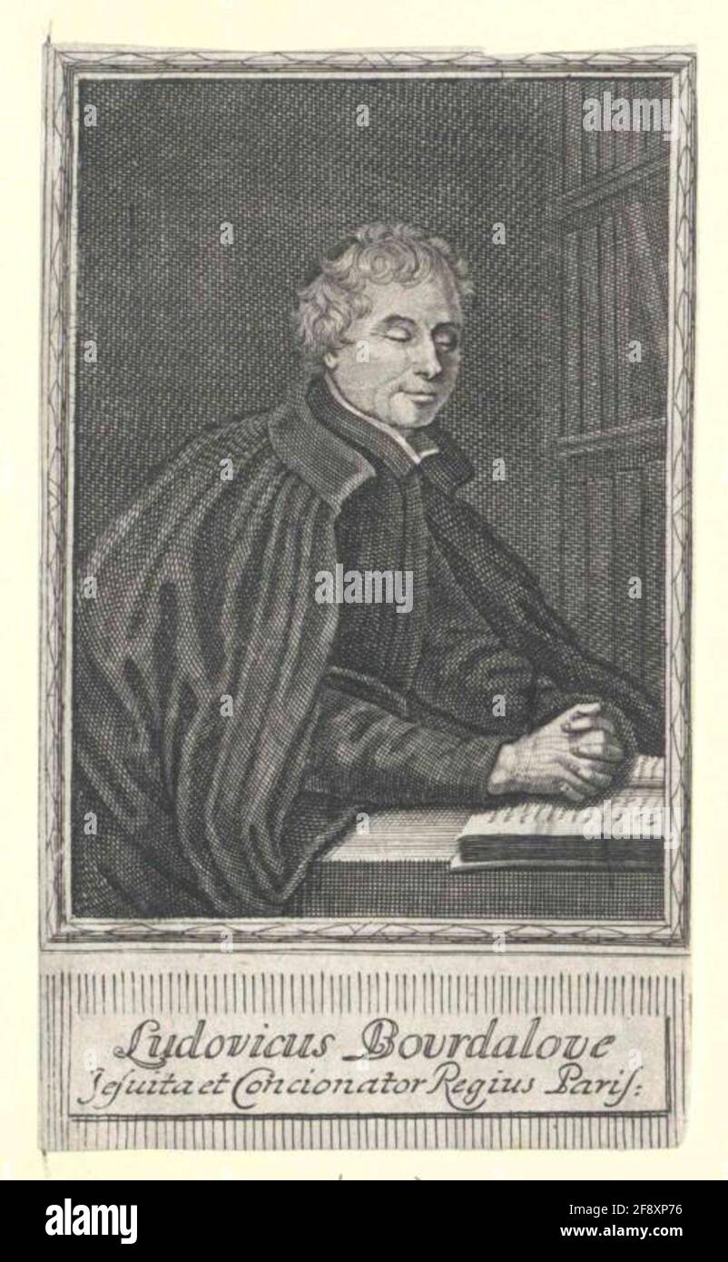 Bourdaloue, Louis Publisher: Brown, Johann FriedrichStecher: Mentzel, Johann Georg (1677) Publishing Sort: Leipzig Stock Photo