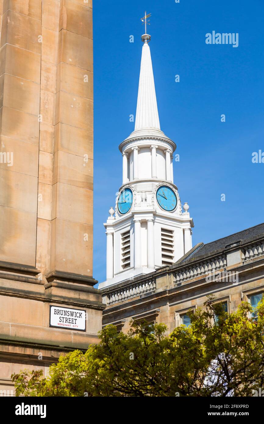 Steeple of Hutcheson Hall, Ingram Street, Merchant City, Glasgow city centre, Scotland, UK Stock Photo