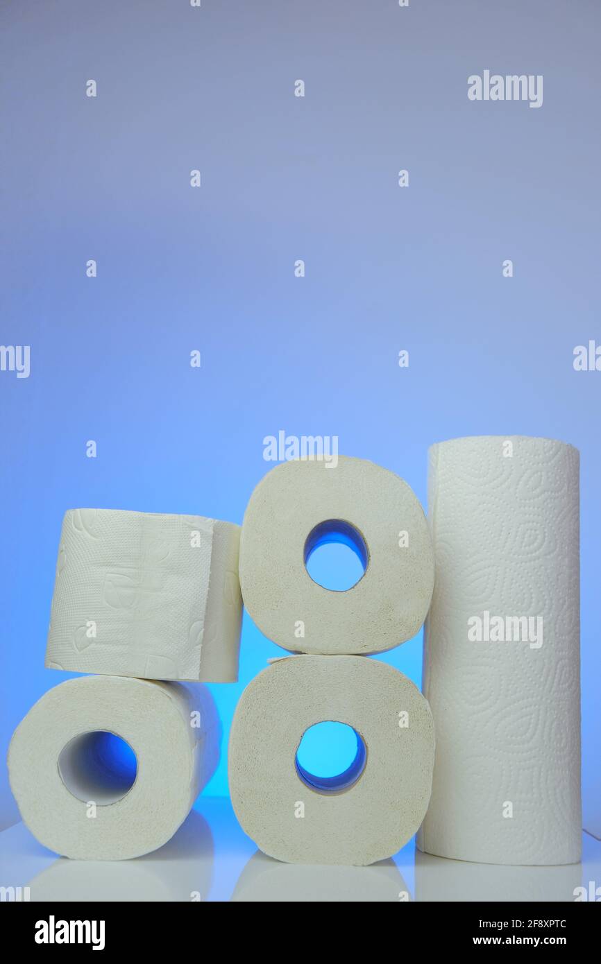 Toilet paper and napkins. Hygiene and cleanliness. Rolls of toilet