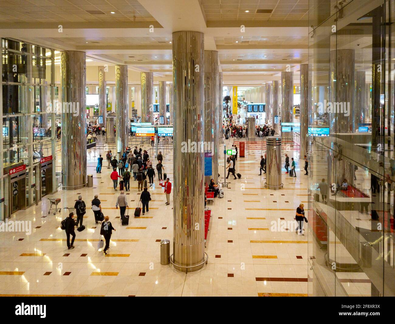 Airport Dubai Arrivals Hall, Dubai, Emirates Stock Photo