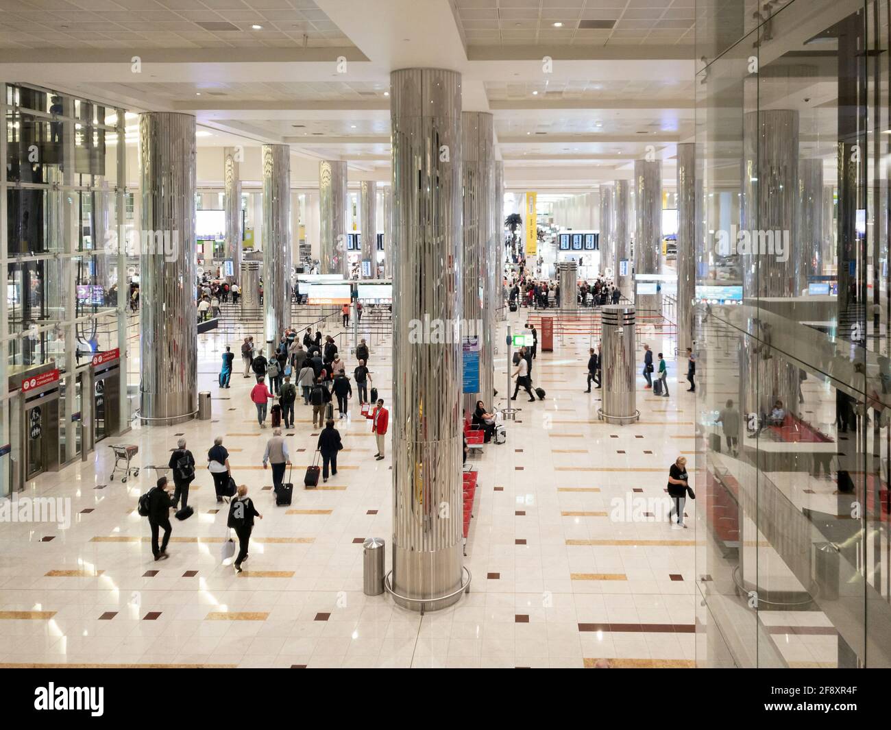 Airport Dubai Arrivals Hall, Dubai, Emirates Stock Photo