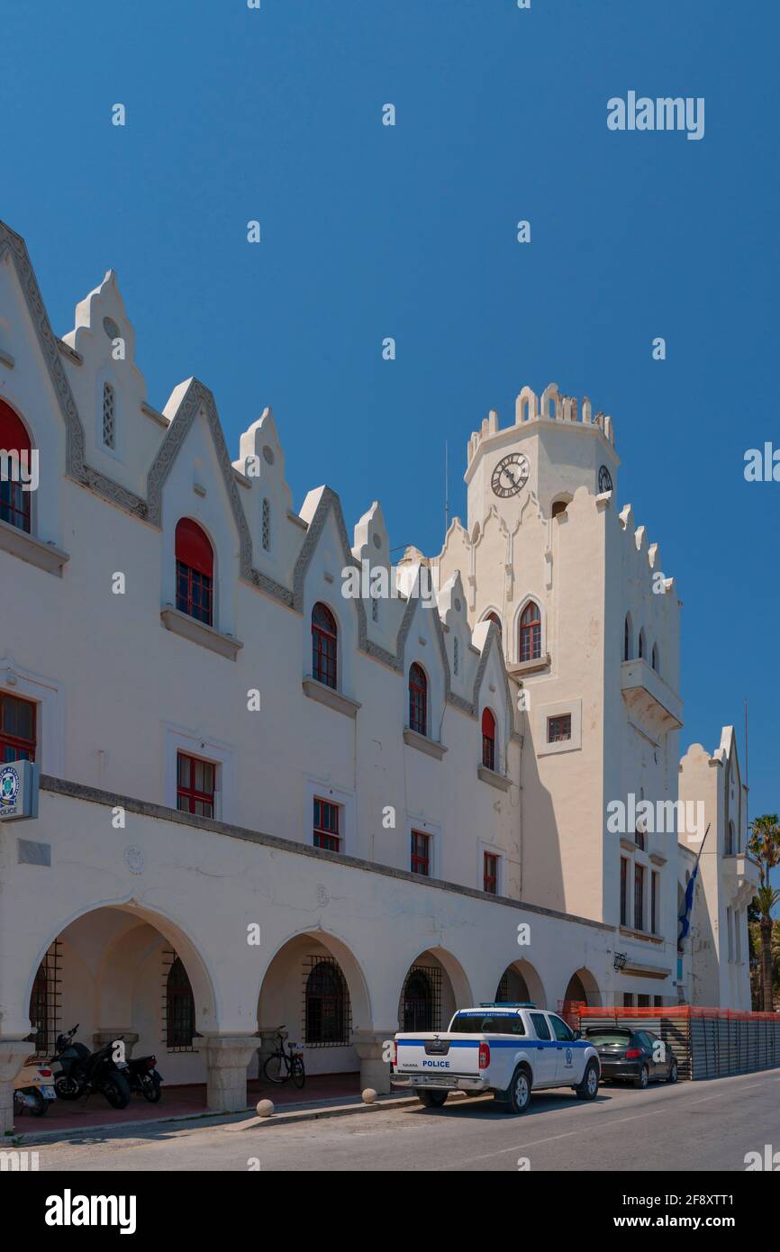 Dodecanese Old Town Castle, Police Building, Island Kos, Greece, Europe Stock Photo
