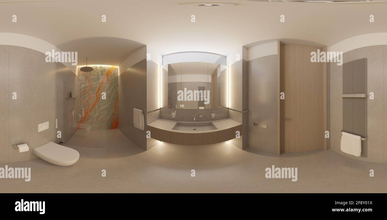 interior visualization, spherical panorama, 3D illustration Stock Photo ...