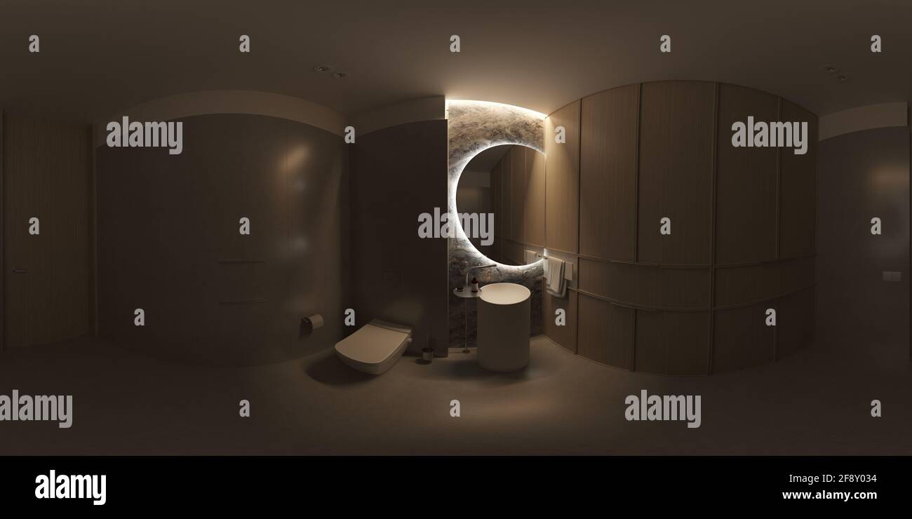 interior visualization, spherical panorama, 3D illustration Stock Photo ...