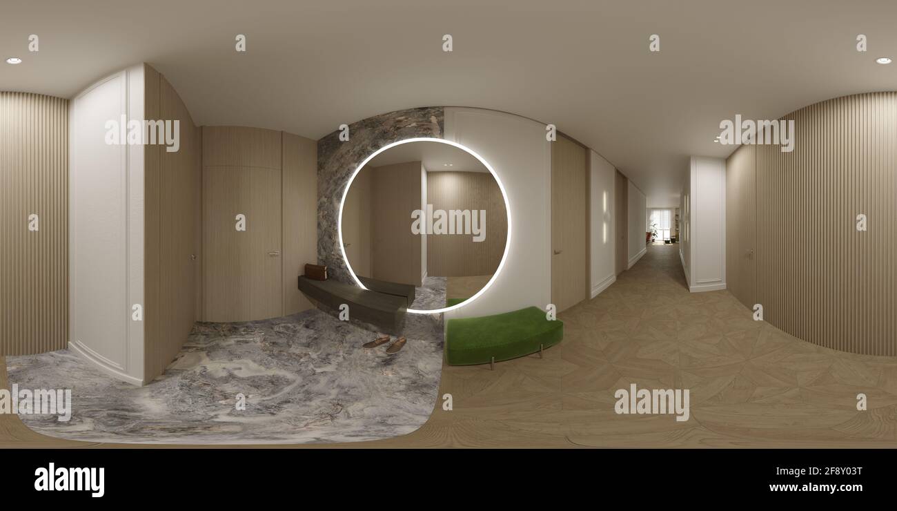 interior visualization, spherical panorama, 3D illustration Stock Photo ...
