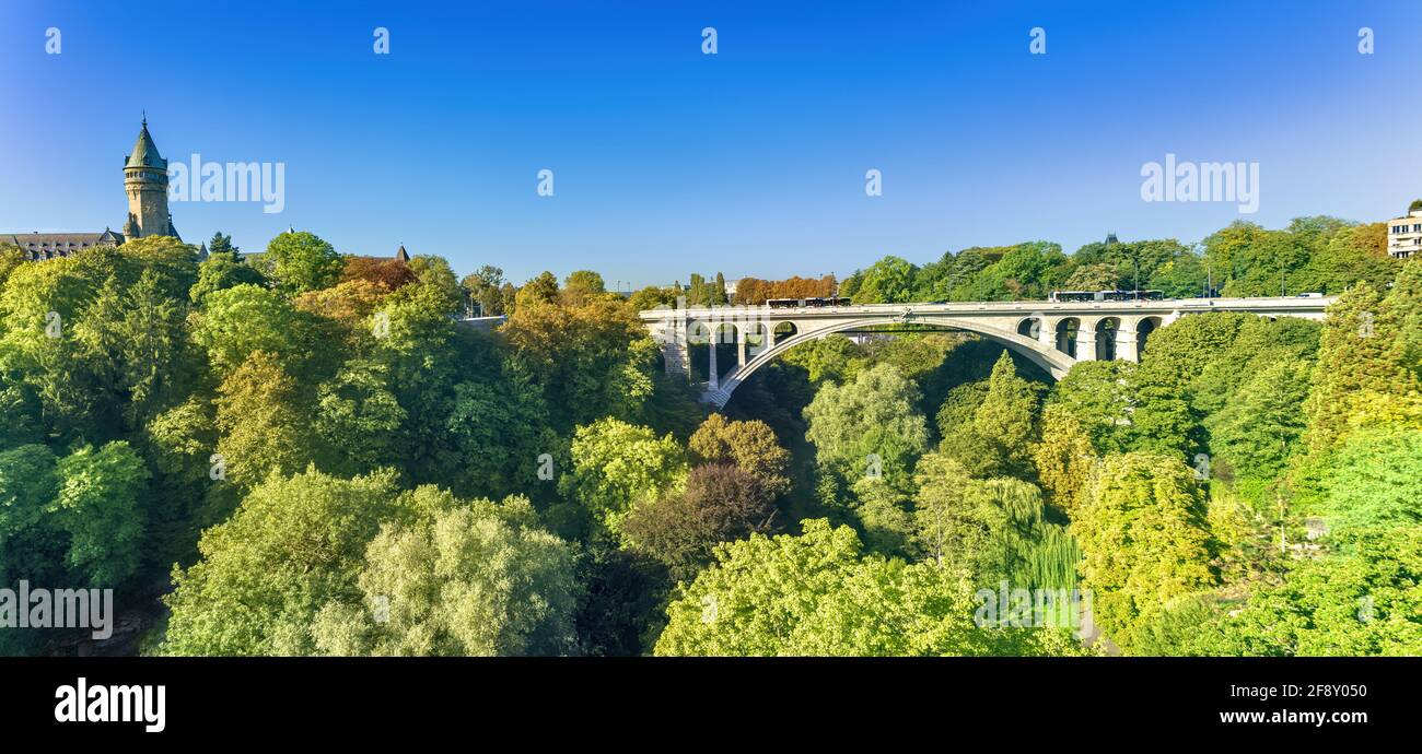 Luxembourg, View Of Adolphe Bridge, Luxembourg City Stock Photo