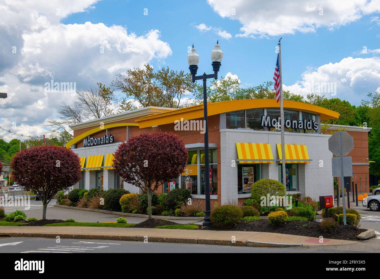 McDonald's restaurant on Main Street in Maynard historic town center in
