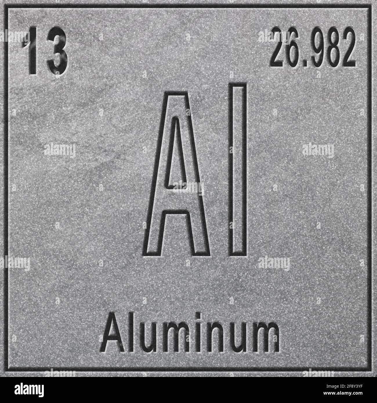 Aluminum chemical element, Sign with atomic number and atomic weight