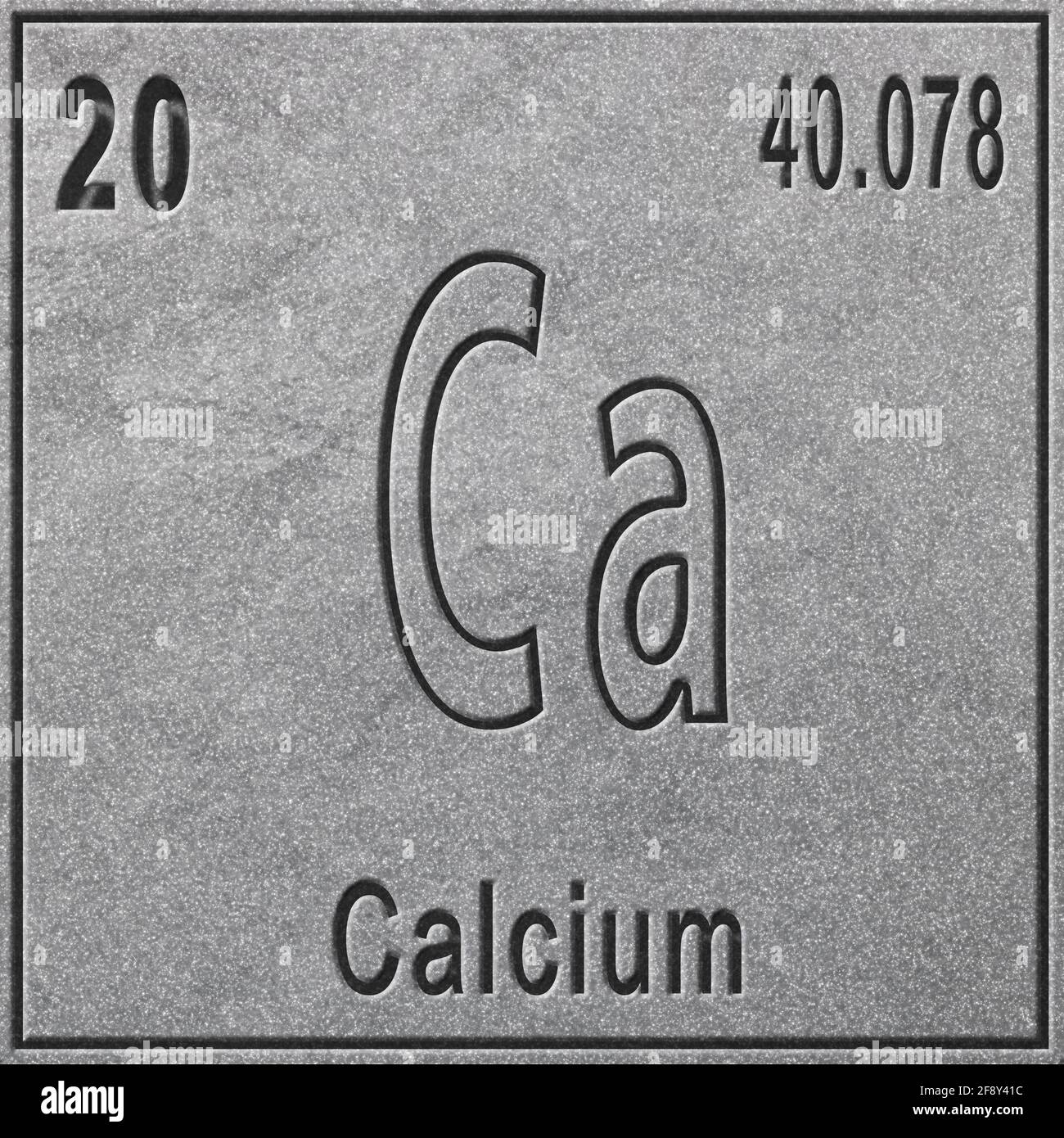 Calcium chemical element, Sign with atomic number and atomic weight