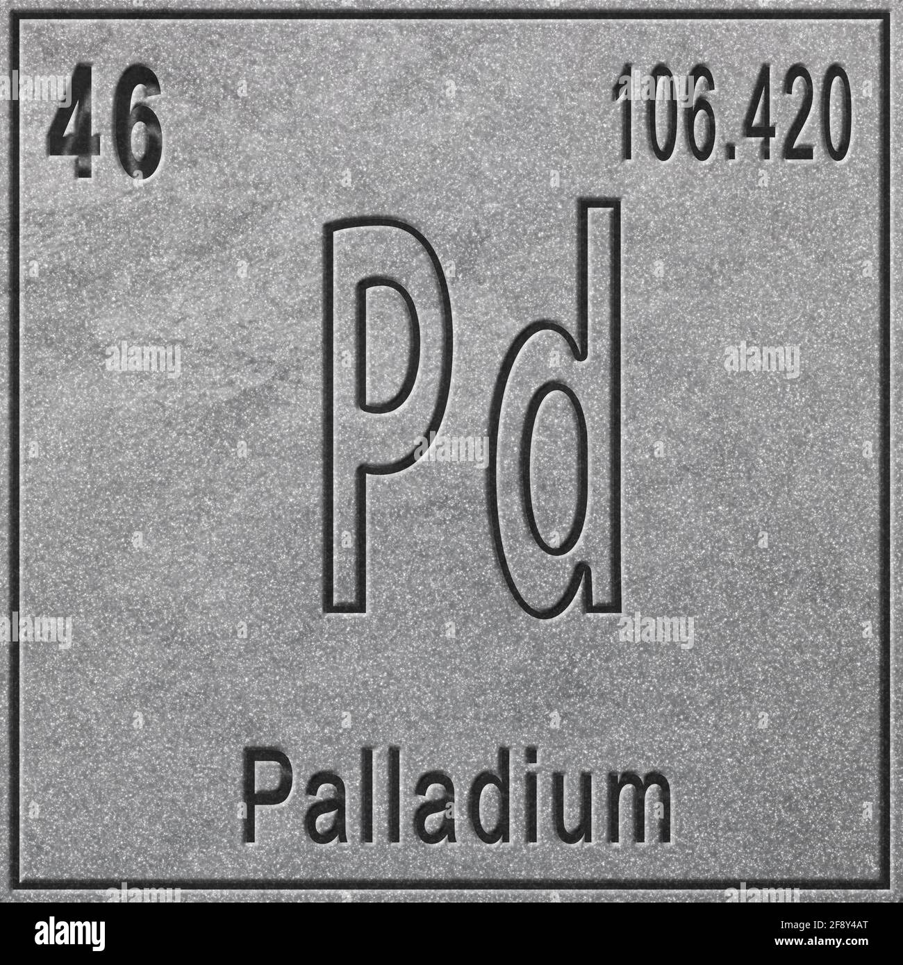 Palladium chemical element, Sign with atomic number and atomic weight,  Periodic Table Element, silver background Stock Photo - Alamy