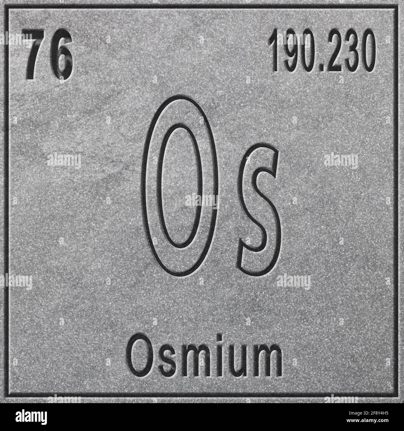 Osmium chemical element, Sign with atomic number and atomic weight, Periodic Table Element, silver background Stock Photo