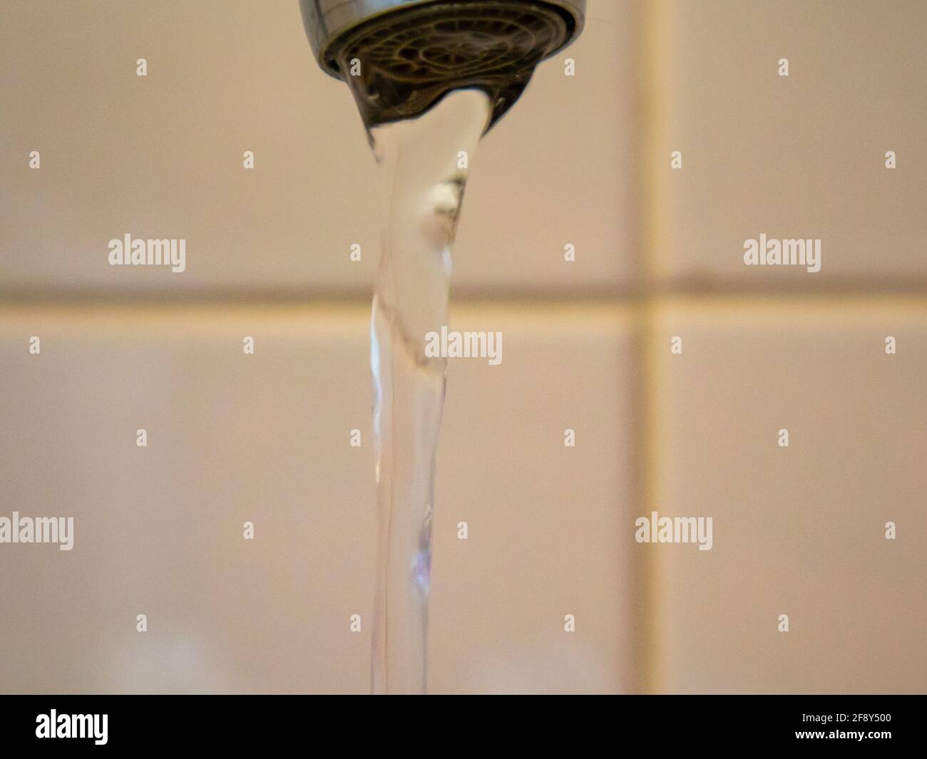 Cape Town, South Africa 06042021 Close up of water flowing out of