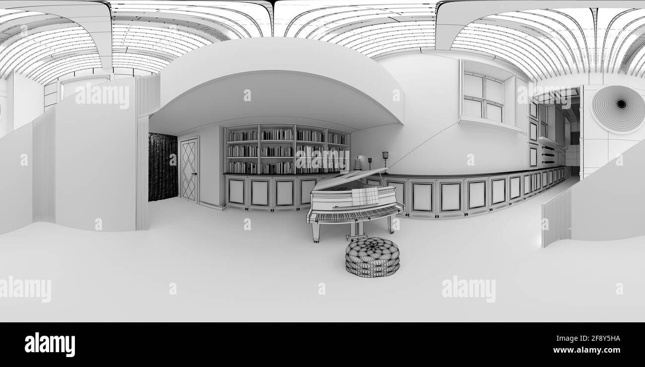 interior visualization, spherical panorama, 3D illustration Stock Photo ...