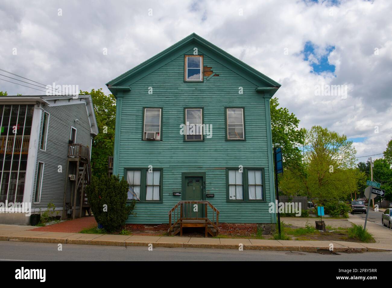 Historic buildings on Summer Street near Main Street in Maynard