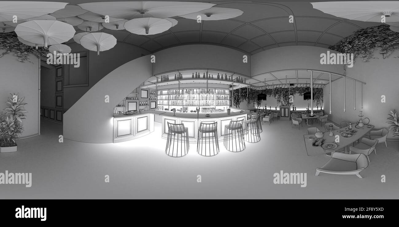 interior visualization, spherical panorama, 3D illustration Stock Photo ...